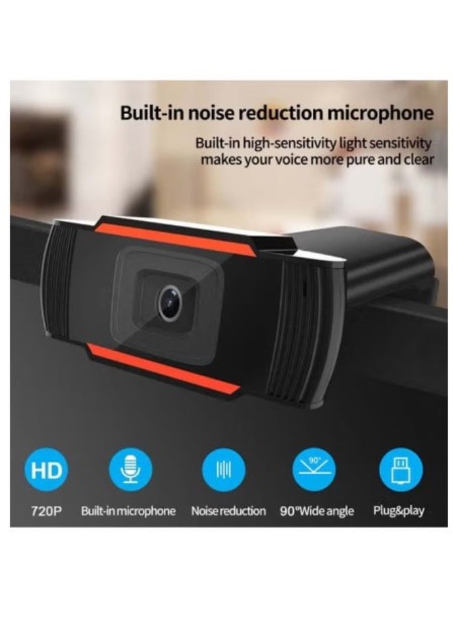 Webcam 1080P 2MP Wide-Angle HD Webcam 30fps Auto Focusing Web Cam Noise-reduction MIC Laptop Computer Camera USB Plug & Play for Laptop Desktop Black